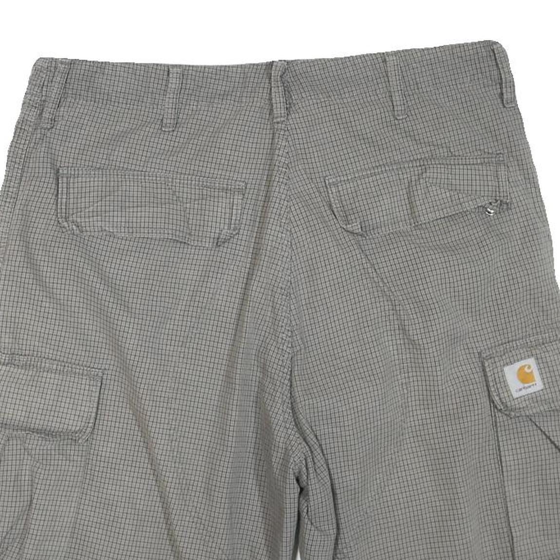 CARHARTT Mens Grey Cargo Shorts L W36 Checked Pattern Workwear Casual