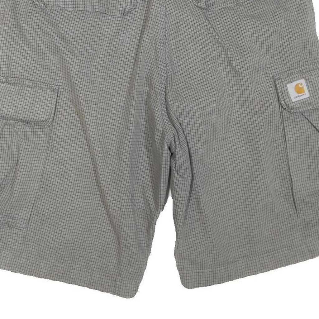 CARHARTT Mens Grey Cargo Shorts L W36 Checked Pattern Workwear Casual