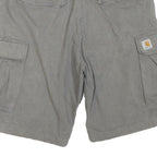 CARHARTT Mens Grey Cargo Shorts L W36 Checked Pattern Workwear Casual