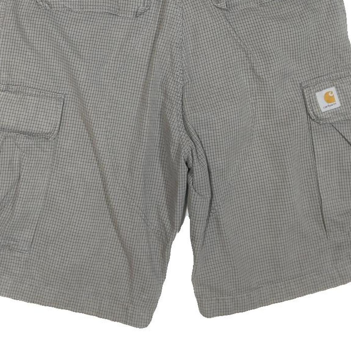 CARHARTT Mens Grey Cargo Shorts L W36 Checked Pattern Workwear Casual