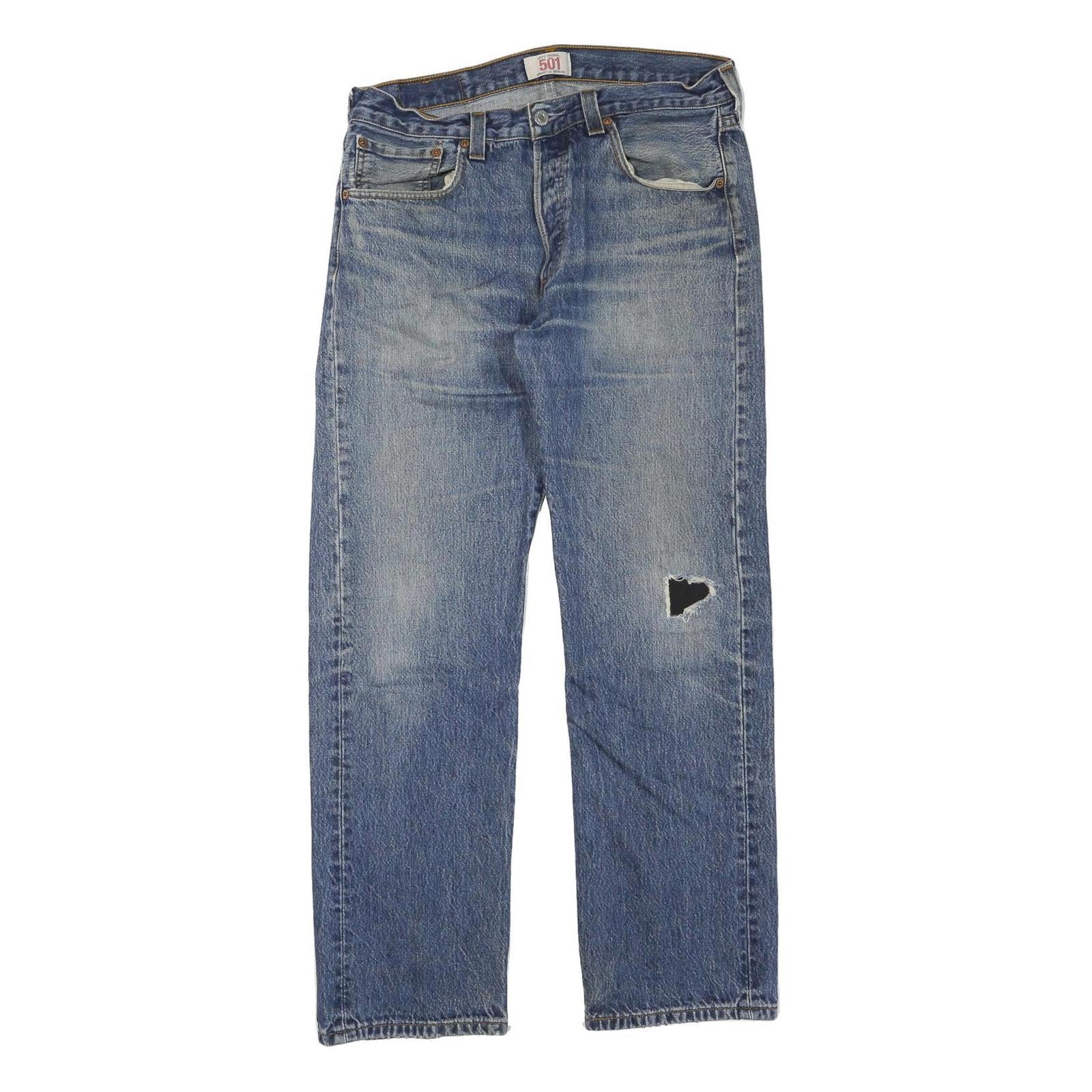 LEVI'S 501 Mens Jeans Blue Regular Straight Denim Medium W32 L30 Classic Fit