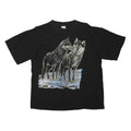 COTTON LINE Womens Black Graphic T-Shirt XL Short Sleeve Crew Neck Wolves