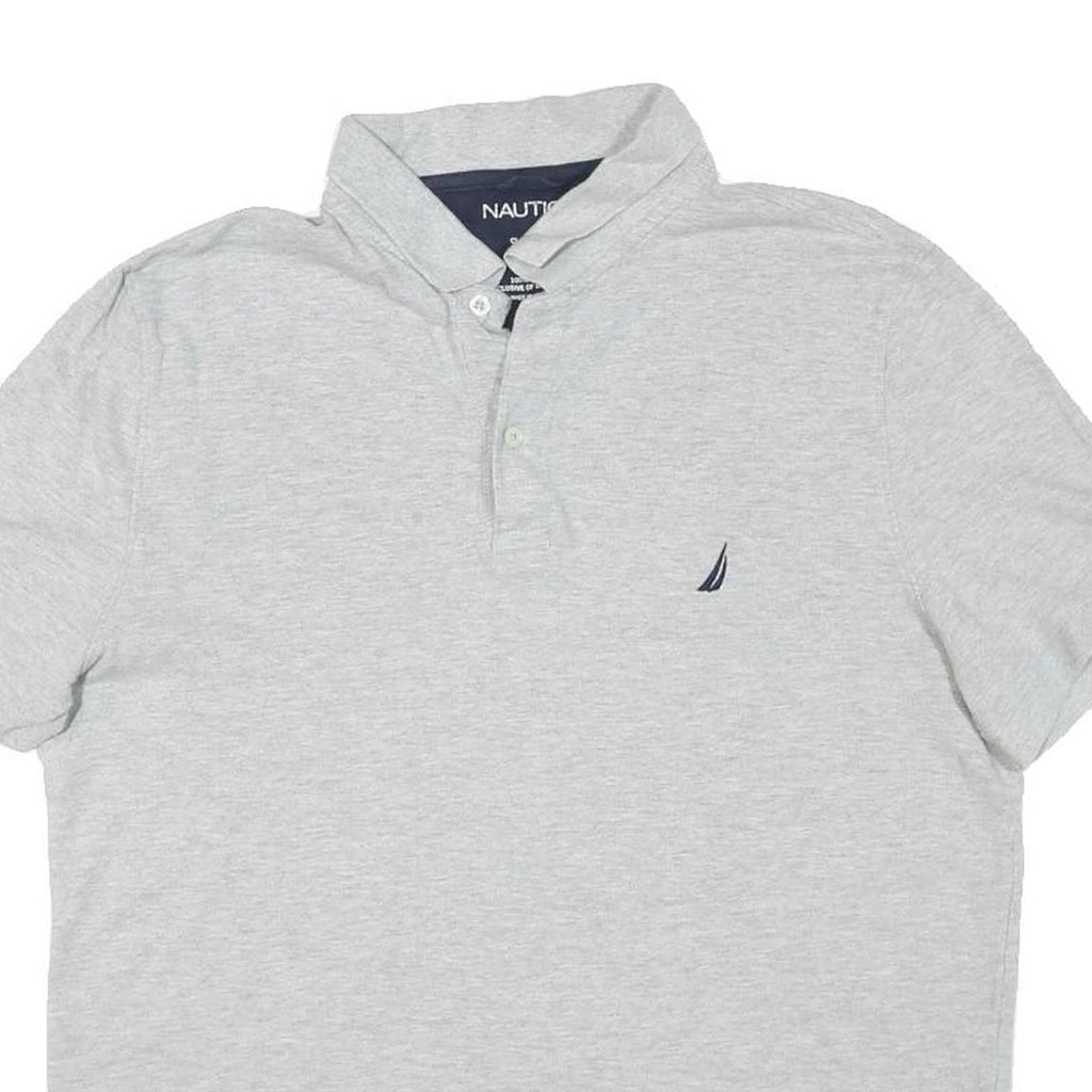 NAUTICA Mens Grey Polo Shirt XL Cotton Blend Short Sleeve Plain Casual