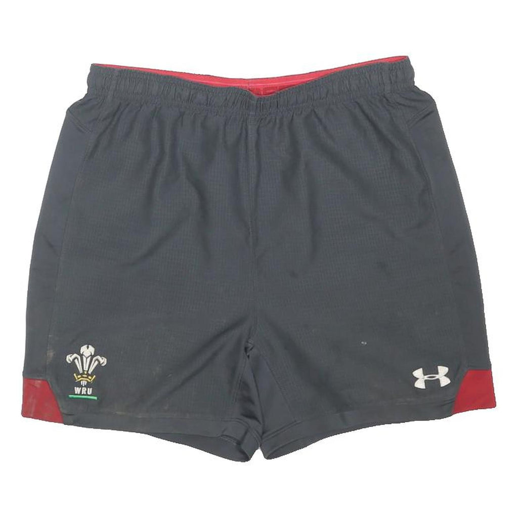 UNDER ARMOUR Boys Shorts Black & Red Sports XL W32 Polyester Blend Athletic