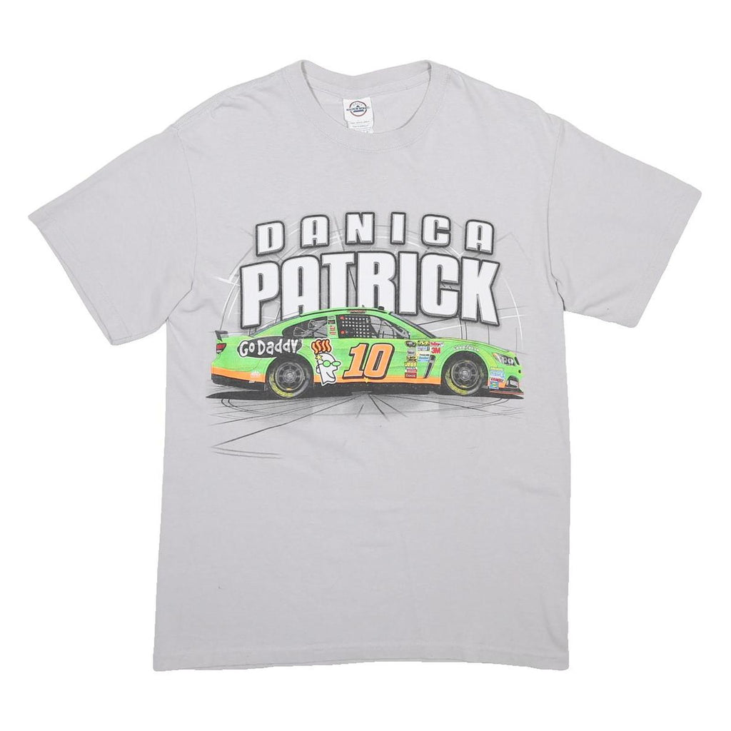 DELTA Mens White Danica Patrick Graphic T-Shirt M Short Sleeve Crew Neck Racing
