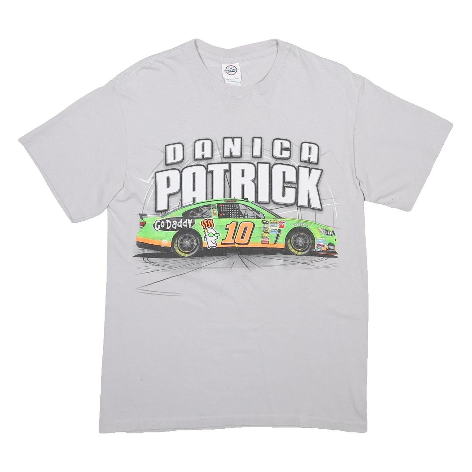 DELTA Mens White Danica Patrick Graphic T-Shirt M Short Sleeve Crew Neck Racing