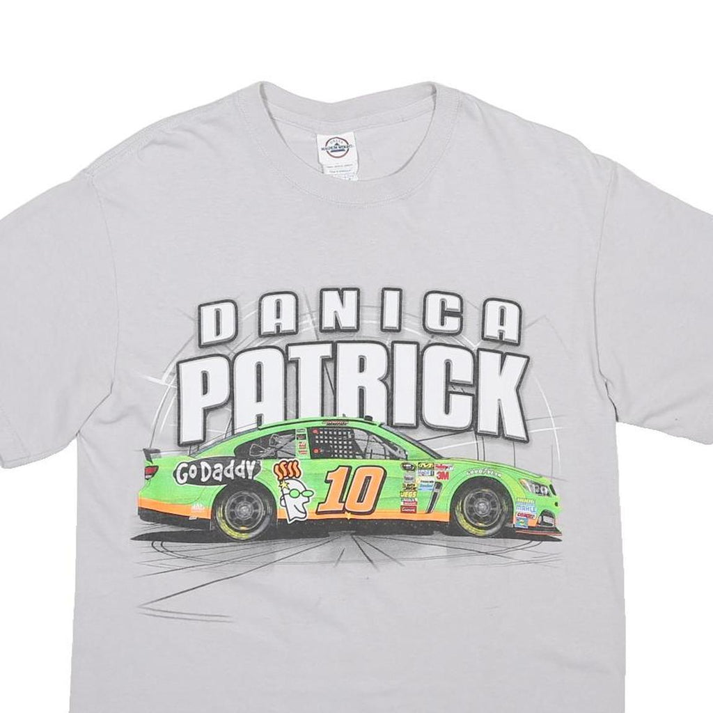 DELTA Mens White Danica Patrick Graphic T-Shirt M Short Sleeve Crew Neck Racing