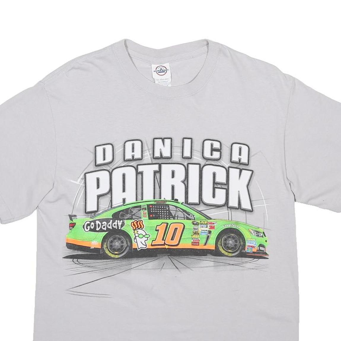 DELTA Mens White Danica Patrick Graphic T-Shirt M Short Sleeve Crew Neck Racing