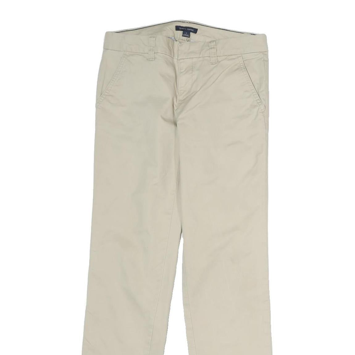 TOMMY HILFIGER Mens Cotton Beige Slim Straight Trousers W28 L26 Classic Casual