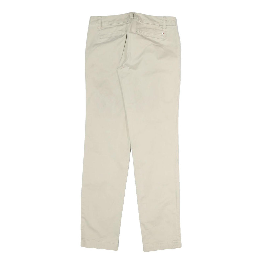 TOMMY HILFIGER Mens Cotton Beige Slim Straight Trousers W28 L26 Classic Casual