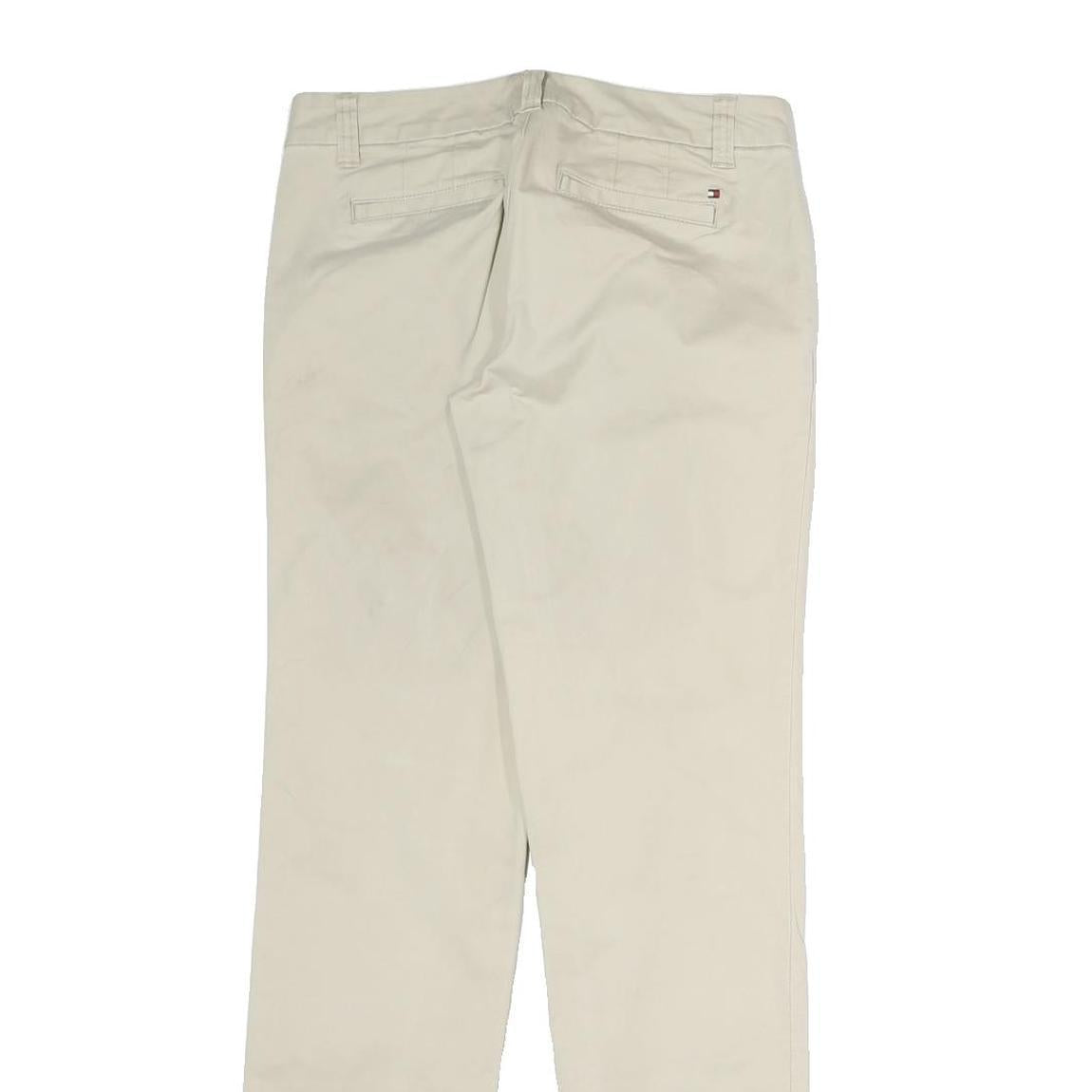 TOMMY HILFIGER Mens Cotton Beige Slim Straight Trousers W28 L26 Classic Casual