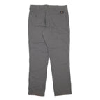 DICKIES Mens Cotton Blend Grey Slim Straight Trousers W34 L32 Workwear Zip
