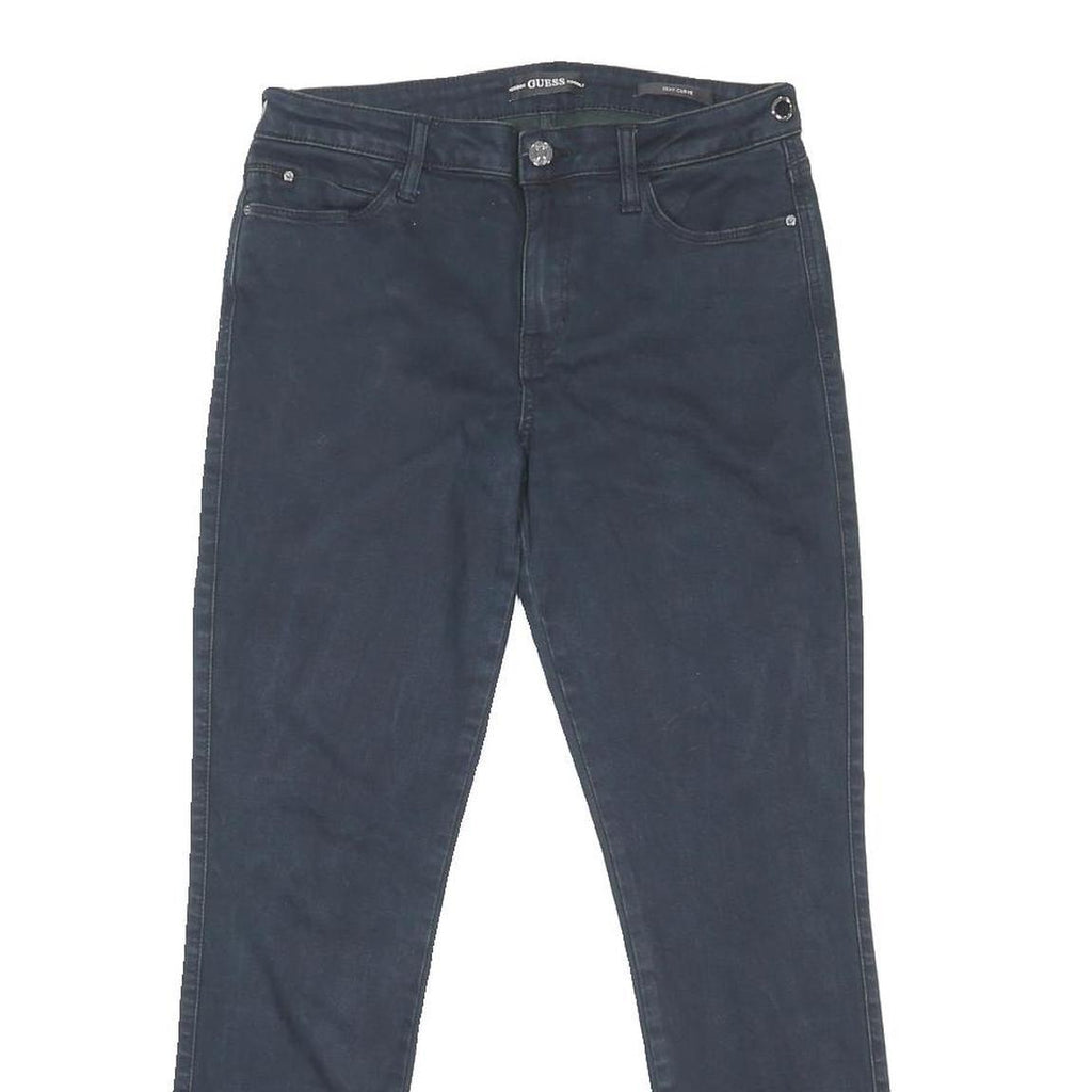 GUESS Womens Slim Black Denim Slim Jeans W32 L28 Classic Cotton Blend Zip