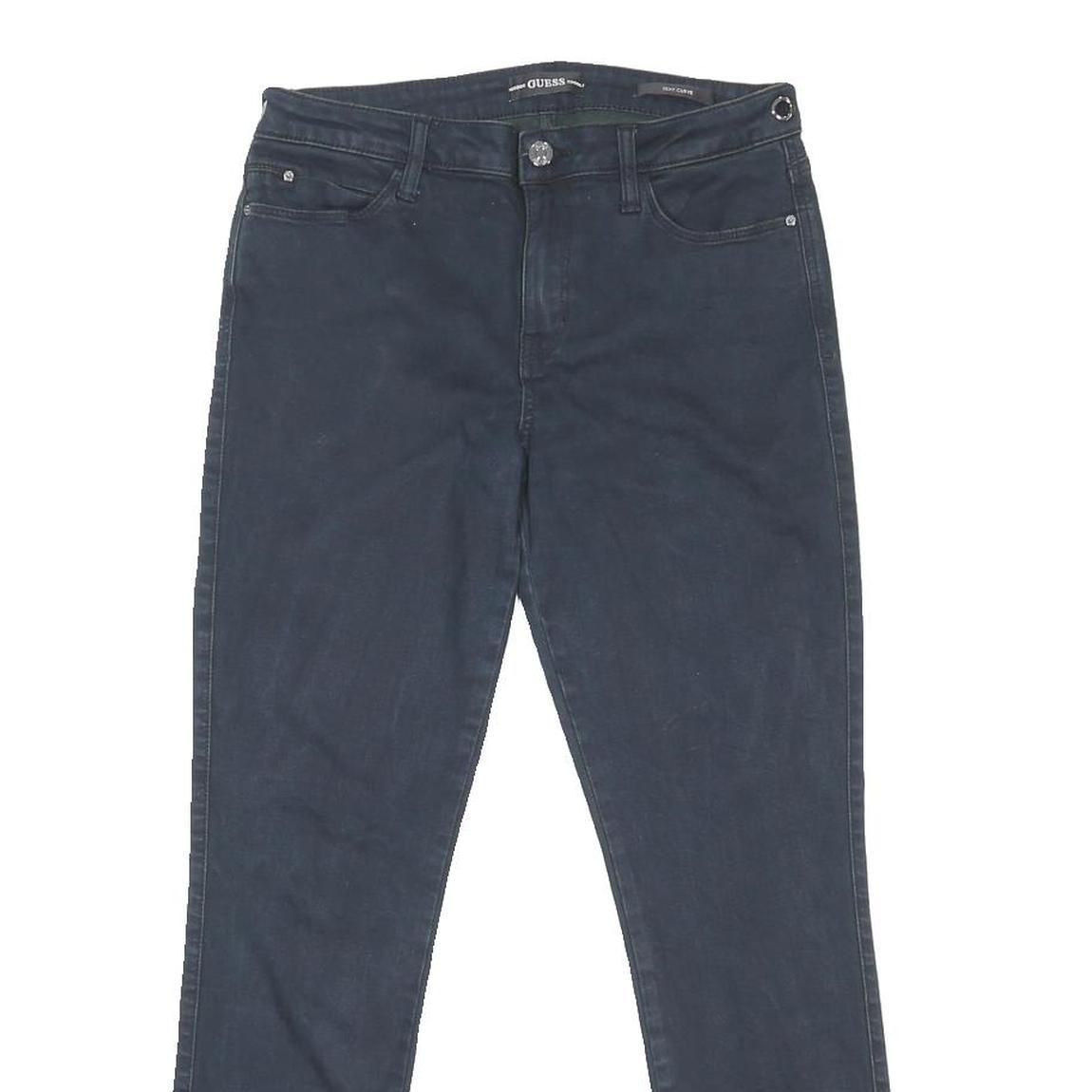 GUESS Womens Slim Black Denim Slim Jeans W32 L28 Classic Cotton Blend Zip