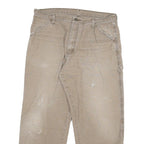 DICKIES Mens Relaxed Beige Cotton Blend Relaxed Leg Trousers W34 L29 Workwear