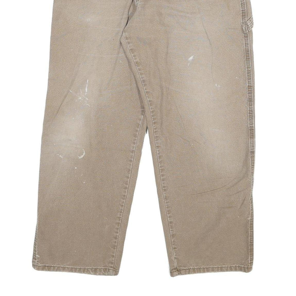 DICKIES Mens Relaxed Beige Cotton Blend Relaxed Leg Trousers W34 L29 Workwear