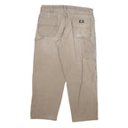 DICKIES Mens Relaxed Beige Cotton Blend Relaxed Leg Trousers W34 L29 Workwear