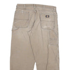 DICKIES Mens Relaxed Beige Cotton Blend Relaxed Leg Trousers W34 L29 Workwear