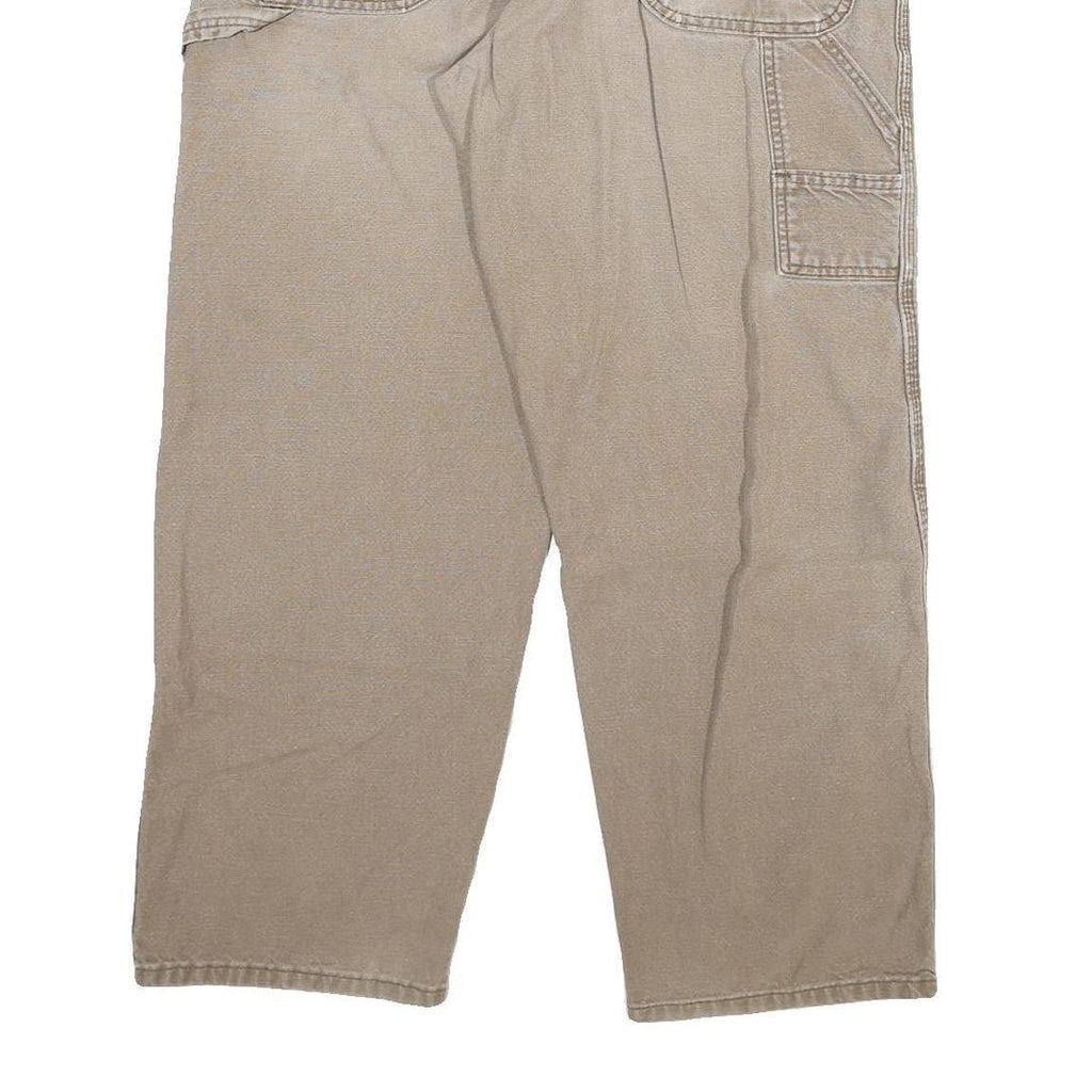 DICKIES Mens Relaxed Beige Cotton Blend Relaxed Leg Trousers W34 L29 Workwear