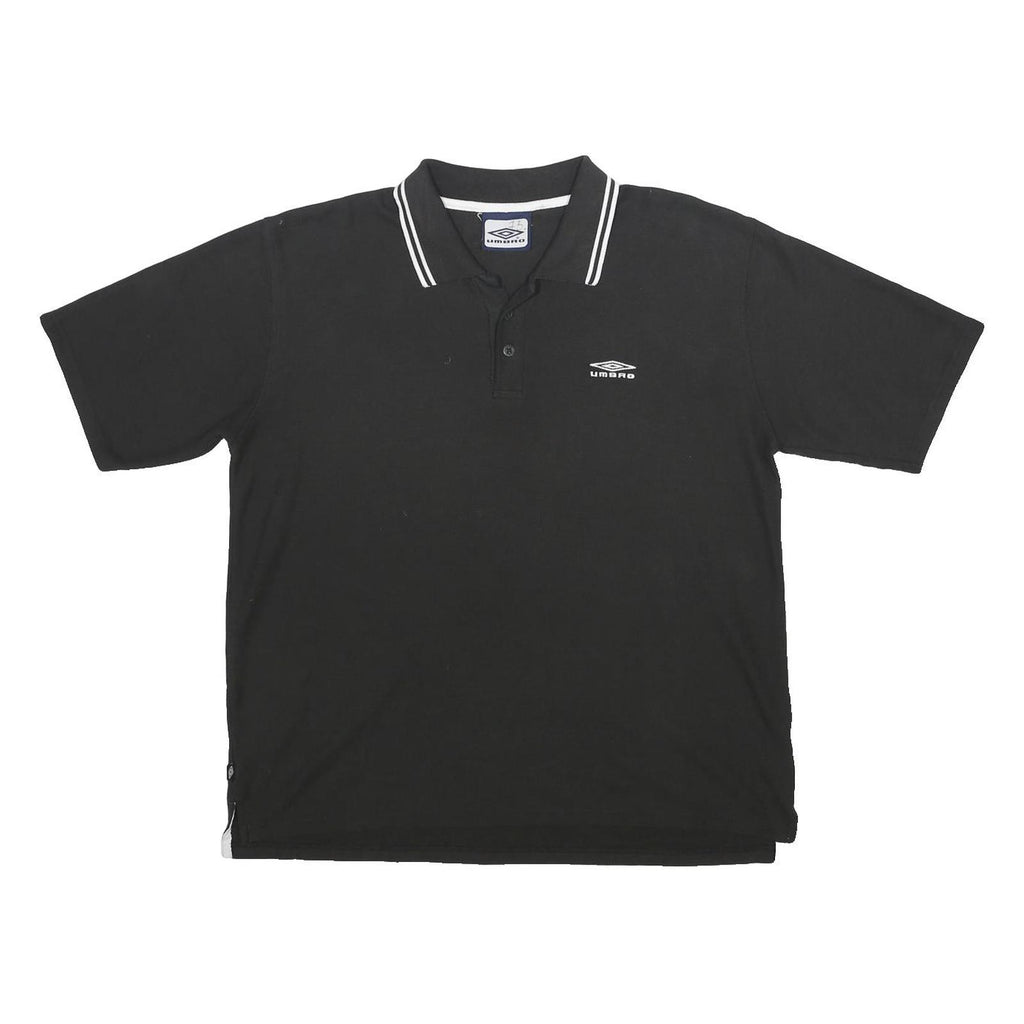 UMBRO Mens Black Polo Shirt Short Sleeve Plain 2XL Cotton Blend Regular Fit