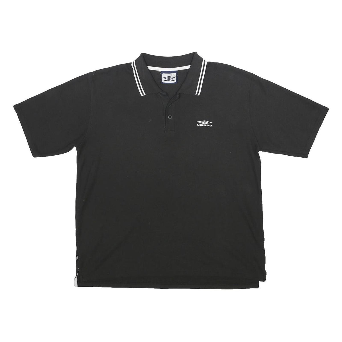 UMBRO Mens Black Polo Shirt Short Sleeve Plain 2XL Cotton Blend Regular Fit
