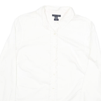 TOMMY HILFIGER Womens White Cotton Blend Shirt UK 10 Long Sleeve Button Collar