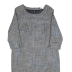 MONA Womens Grey Blue Check Shift Dress Polyester Blend UK 18 Formal Workwear