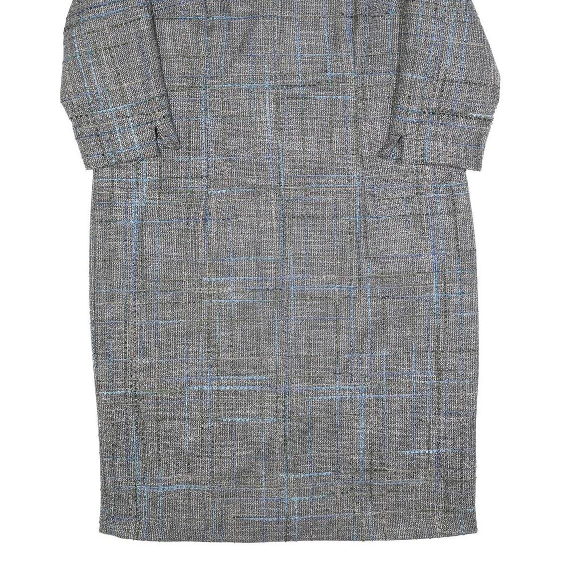 MONA Womens Grey Blue Check Shift Dress Polyester Blend UK 18 Formal Workwear