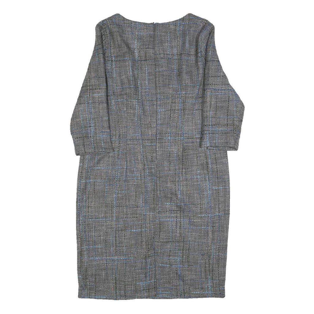 MONA Womens Grey Blue Check Shift Dress Polyester Blend UK 18 Formal Workwear