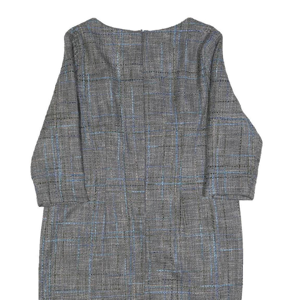 MONA Womens Grey Blue Check Shift Dress Polyester Blend UK 18 Formal Workwear