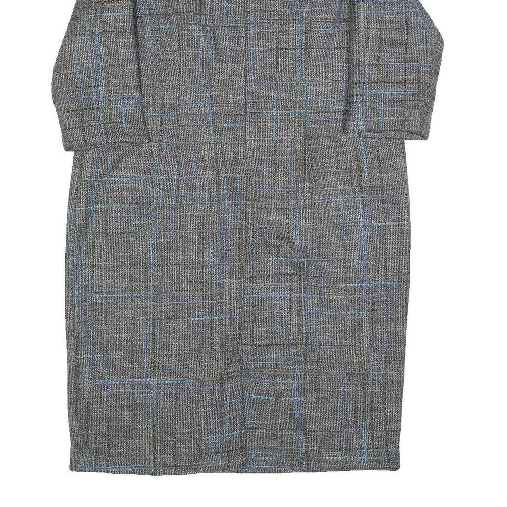 MONA Womens Grey Blue Check Shift Dress Polyester Blend UK 18 Formal Workwear