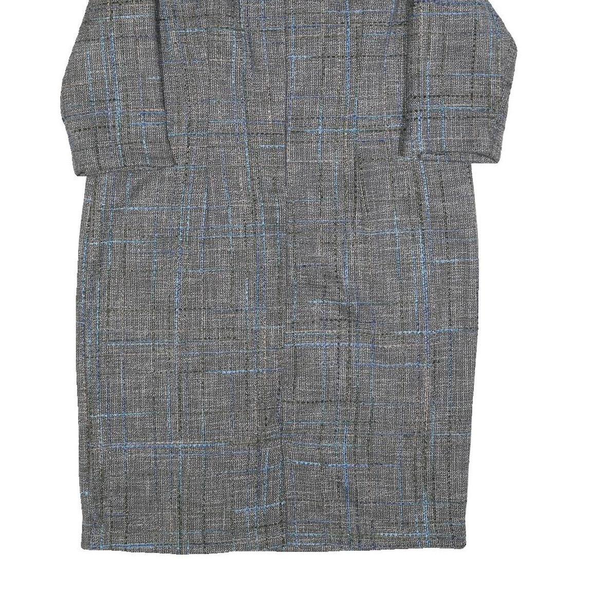 MONA Womens Grey Blue Check Shift Dress Polyester Blend UK 18 Formal Workwear