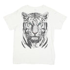 DOM Womens White Tiger Graphic Print T-Shirt M Short Sleeve Round Neck
