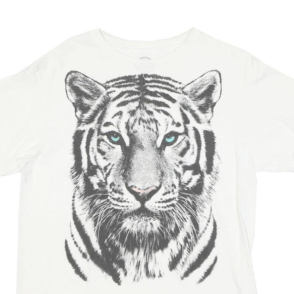 DOM Womens White Tiger Graphic Print T-Shirt M Short Sleeve Round Neck