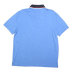 TOMMY HILFIGER Mens Blue Polo Shirt L Cotton Blend Short Sleeve Plain