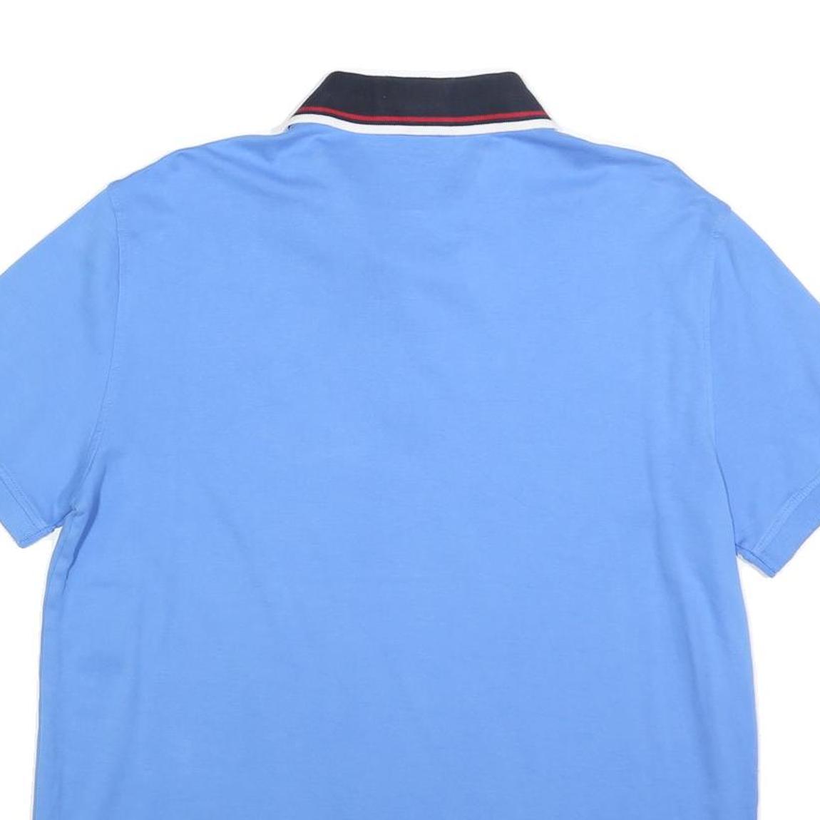 TOMMY HILFIGER Mens Blue Polo Shirt L Cotton Blend Short Sleeve Plain