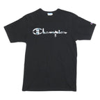 CHAMPION Mens Black Crew Neck Graphic T-Shirt L Cotton Blend Short Sleeve