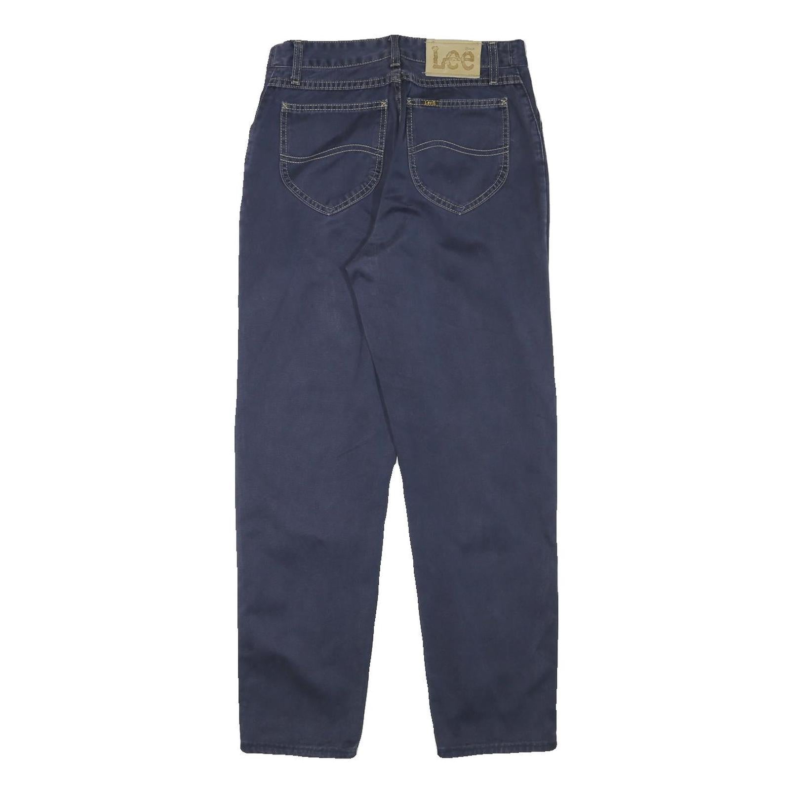 LEE Mens Relaxed Blue Cotton Blend Zip Trousers W28 L27 Casual Comfort