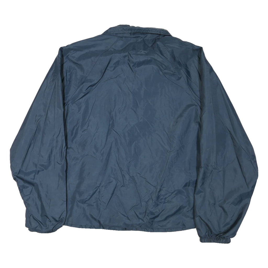 ATHLETIC WORKS Mens Blue Nylon Button Jacket L Plain Lightweight Coach Style