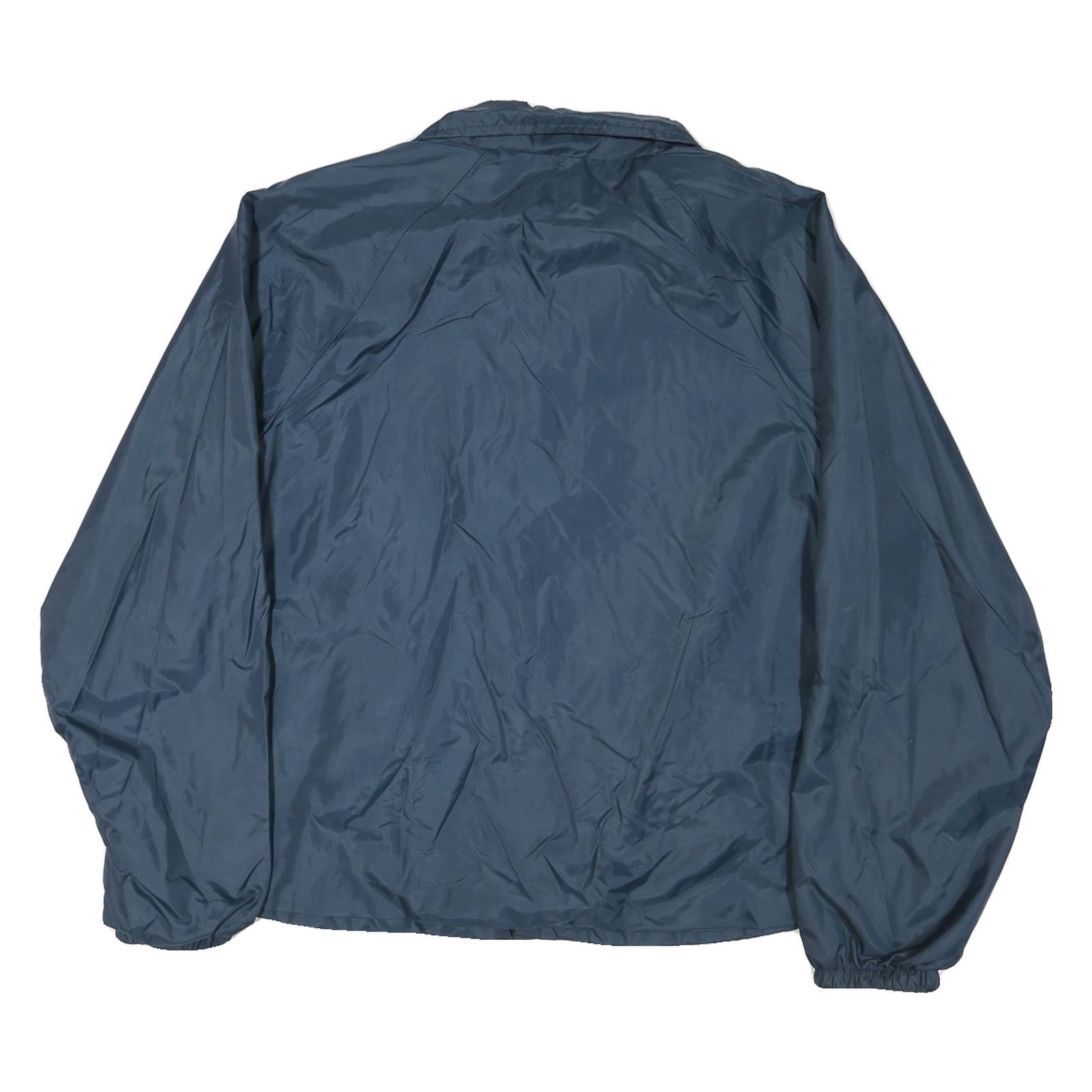 ATHLETIC WORKS Mens Blue Nylon Button Jacket L Plain Lightweight Coach Style