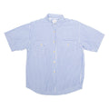 OLIVER GRANT Womens Printed Shirt Blue Collared Pinstripe M