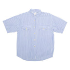 OLIVER GRANT Womens Printed Shirt Blue Collared Pinstripe M