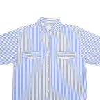OLIVER GRANT Womens Printed Shirt Blue Collared Pinstripe M