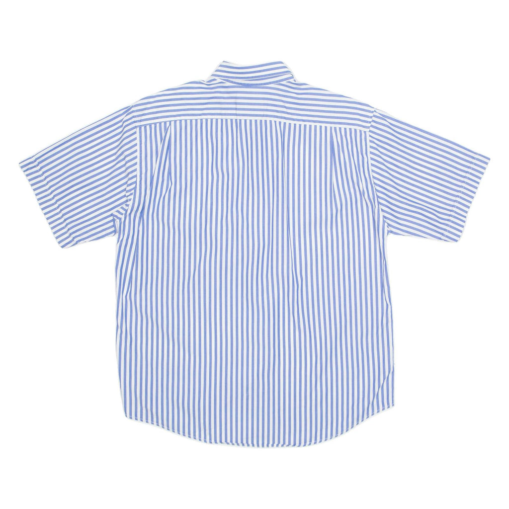 OLIVER GRANT Womens Printed Shirt Blue Collared Pinstripe M