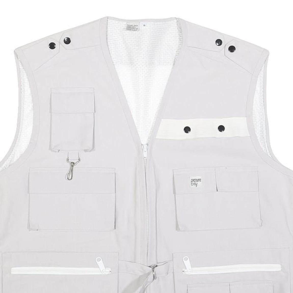 PICTURE CITY Mens Light Grey Cotton Blend Workwear Jacket L Woven Plain Utility