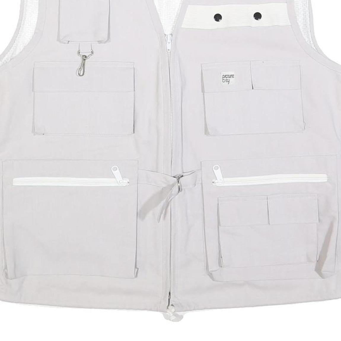 PICTURE CITY Mens Light Grey Cotton Blend Workwear Jacket L Woven Plain Utility