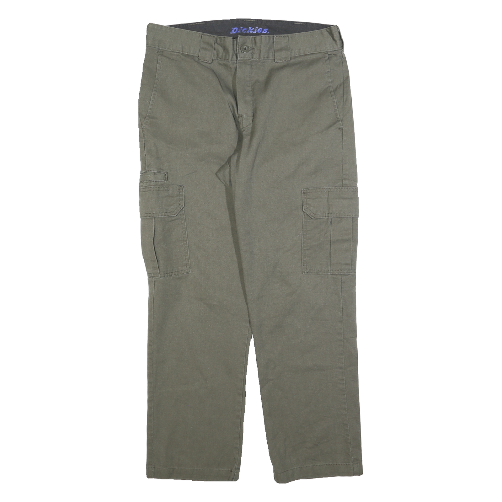 DICKIES Mens Regular Fit Cotton Blend Green Cargo Trousers W33 L30 Workwear