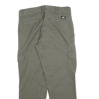 DICKIES Mens Regular Fit Cotton Blend Green Cargo Trousers W33 L30 Workwear