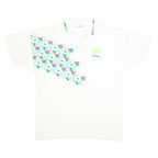 LOTTO Mens White Polo Shirt L Cotton Short Sleeve Geometric Pattern