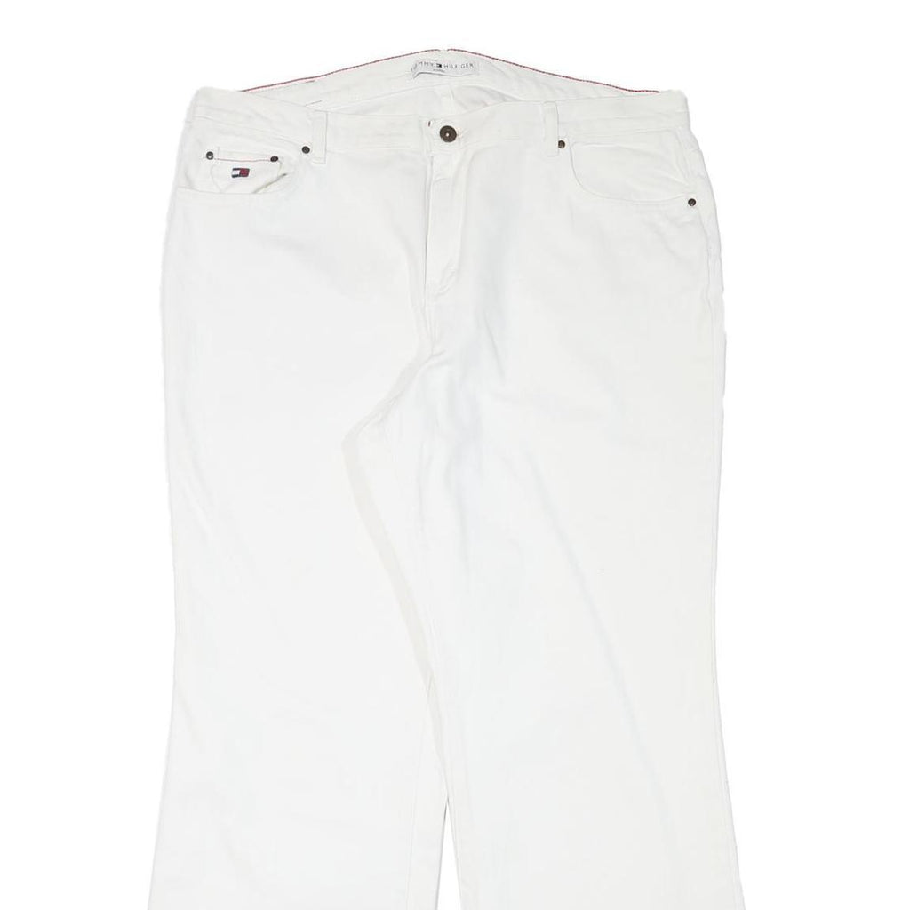 TOMMY HILFIGER Womens Relaxed White Cotton Blend Jeans W38 L31 Zip Pocket